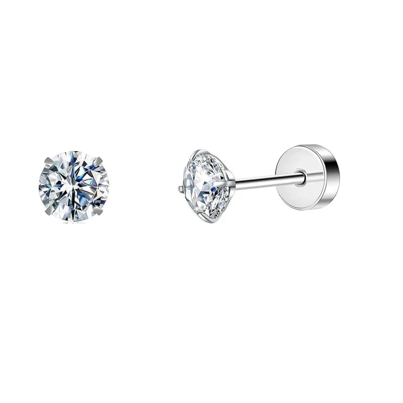 Stainless Steel Crystal Stud Earrings Set | Star Heart Butterfly Cartilage Tragus Helix Piercing Jewelry