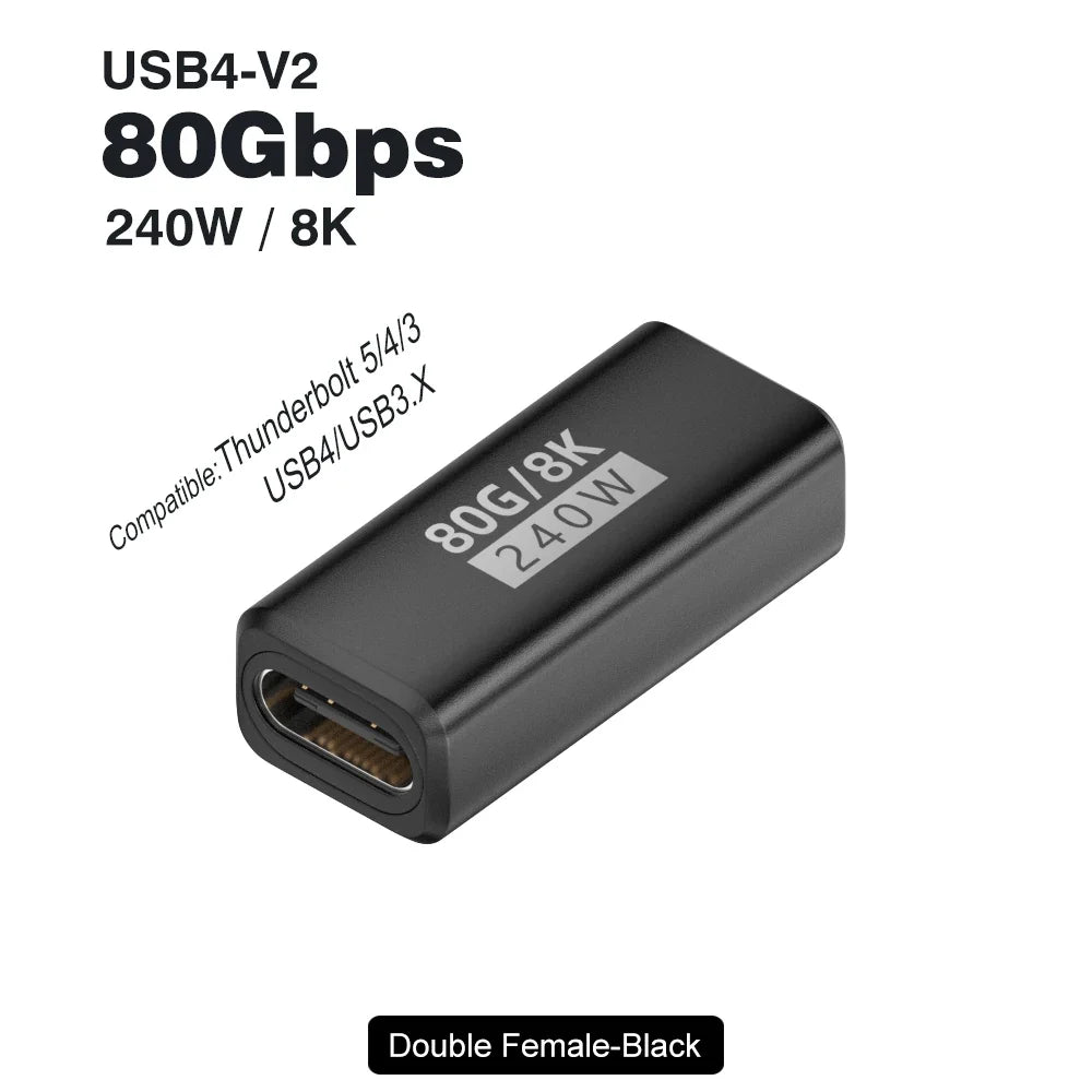 USB4 V2 90 Degree USB-C Angle Adapter | 80Gbps Thunderbolt 5/4/3 Elbow Connector