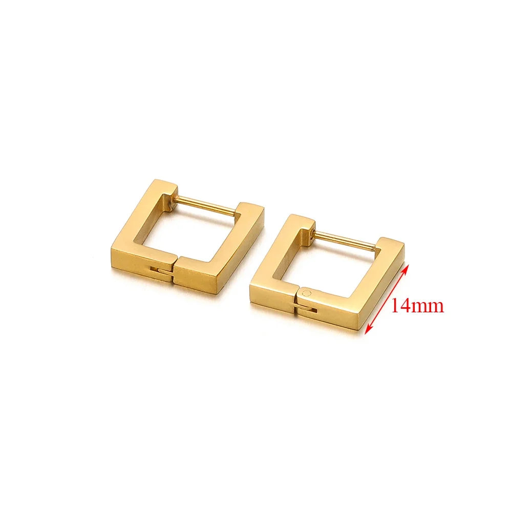 2pcs Geometric Stainless Steel Hoop Earrings | Trendy Daily Wear for Men Women