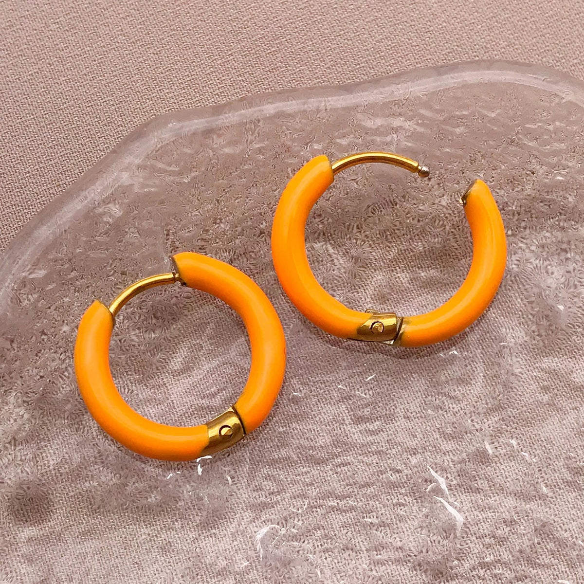 2pcs Candy Color Enamel Hoop Earrings | Sweet Summer Stainless Steel Jewelry