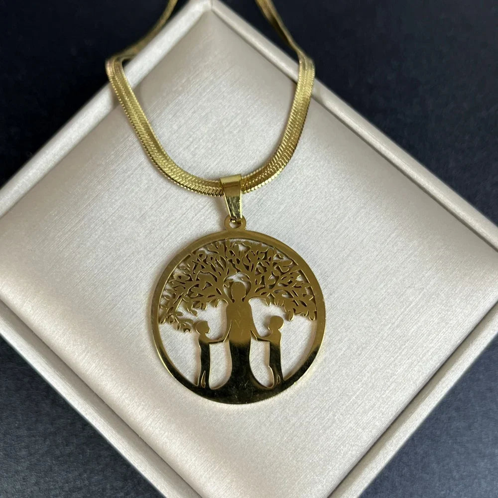 Tree of Life Pendant Necklace | Stainless Steel Family Tree Jewelry for Men and Women