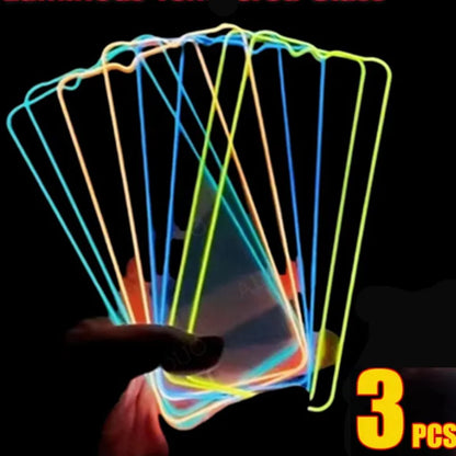 3PCS Night Light Luminous Screen Protector Used Phone for IPhone 12 11 13 14 15 16 17 Pro Max Plus Mini Case Tempered Glass Film