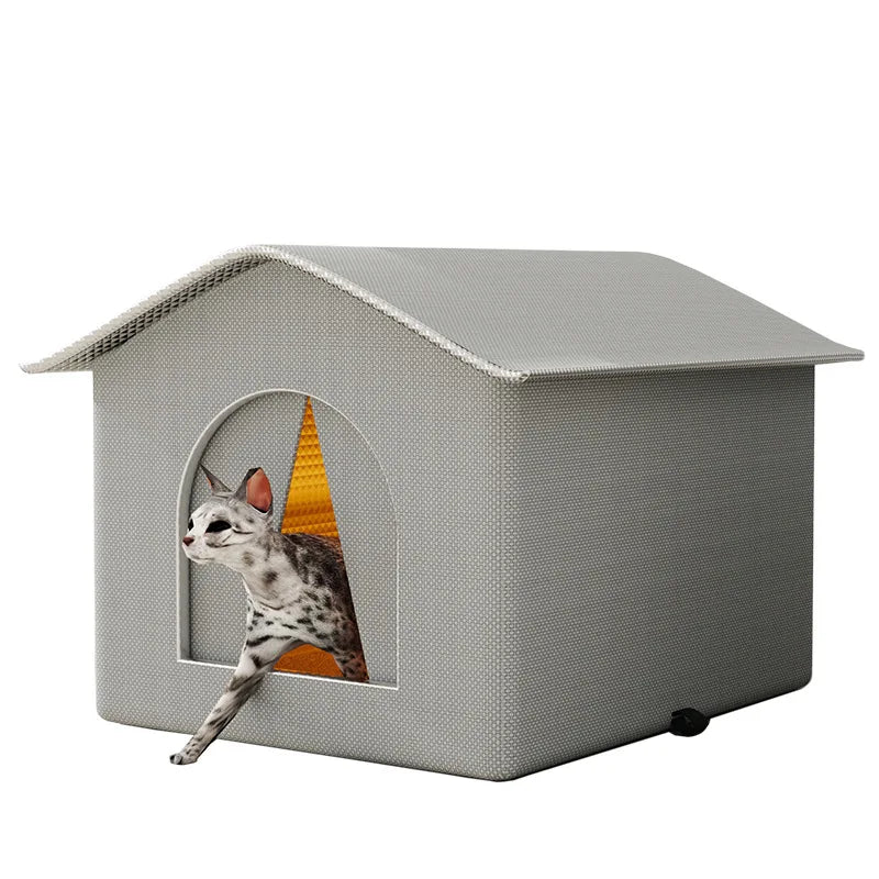 Waterproof Outdoor Pet House – Winter Warm Cat & Small Dog Cave Bed | Foldable, Washable, Cozy Shelter