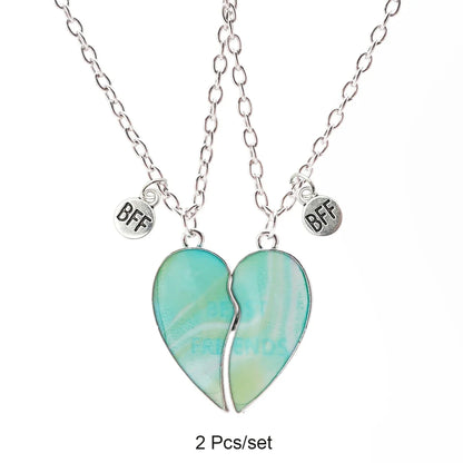 Broken Heart Best Friends Pendant Set | Magnetic Adjustable Lover Necklace for Women