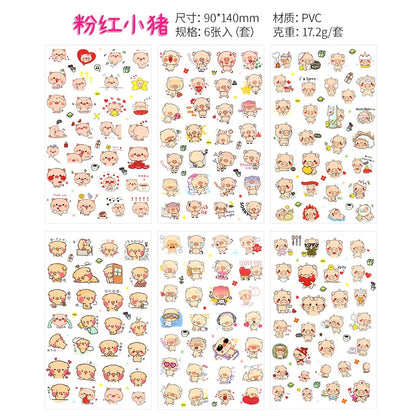 6Pcs Waterproof Cartoon Sticker Set | Cute DIY Decals for Laptops, Phones, and Planners