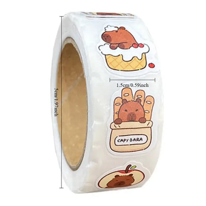 500 stickers capybara roll stickers high value cute cartoon decorative stickers sealing stickers