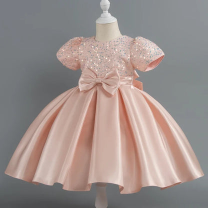 Baby Girls Christmas Dress Sequin ShortSleeve Party Dress Birthday Toddler Dress Wedding Princess Dress for Kid Girl Luxury Cown