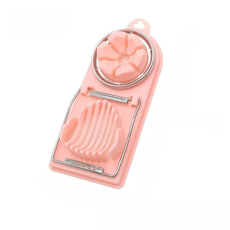 2 In 1 Egg Slicer Multifunctional Stainless Steel Egg Cutter | Kitchen Gadget for Slicing Eggs, Fruits, and Vegetables