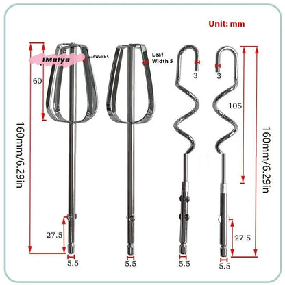 Stainless Steel Egg Beater Set | Handheld Mixing Hooks for Electric Mixer