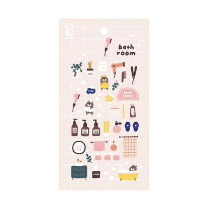 Korean Bonito Bear Bath Room Paper Stickers | Cute Stationery for DIY Scrapbooking