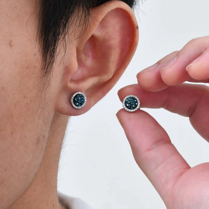 Shattered Zircon Stud Earrings for Men Boys | Hypoallergenic Round Minimalist Jewelry Gift