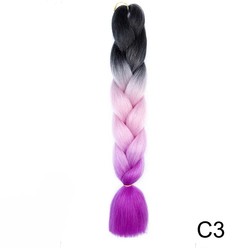 Synthetic Jumbo Braids Hair 24Inch | Ombre Braiding Hair Extensions for Crochet Box Braid Blue Purple