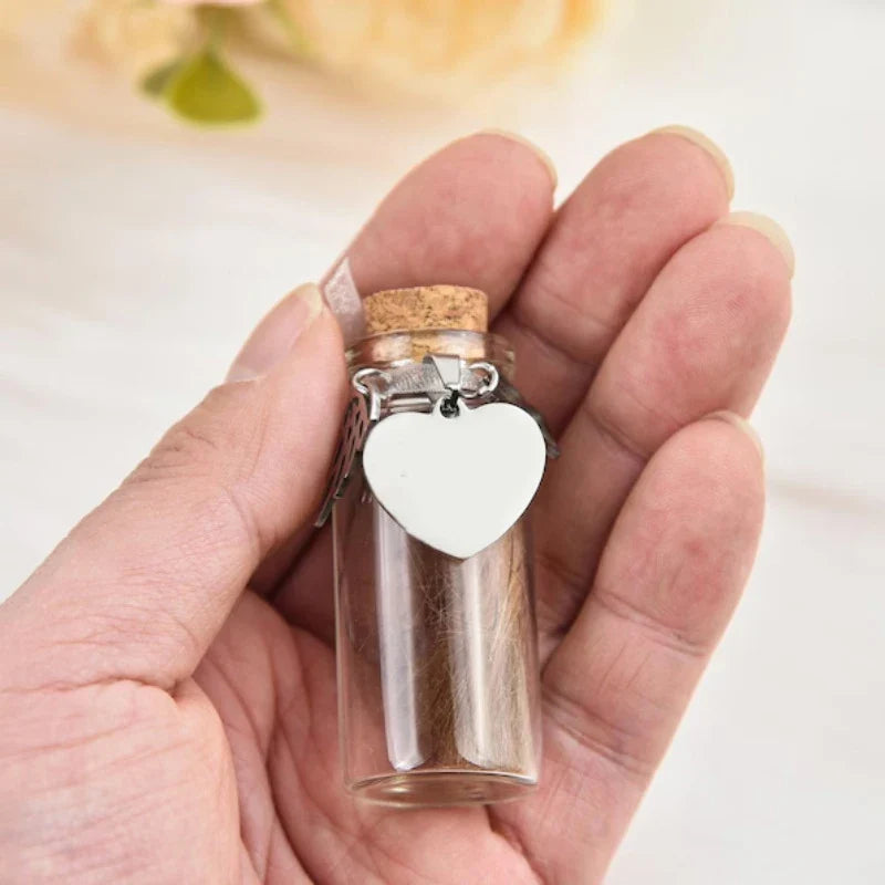 Pet Memorial Bottle for Pet Hair | Glass Keepsake Urn with Silver Accessories