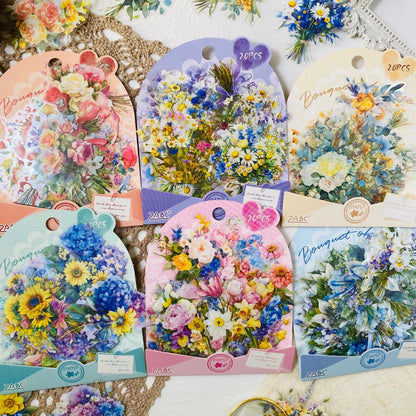 Vintage Floral PET Sticker Pack | 20 Transparent Decals for Junk Journaling