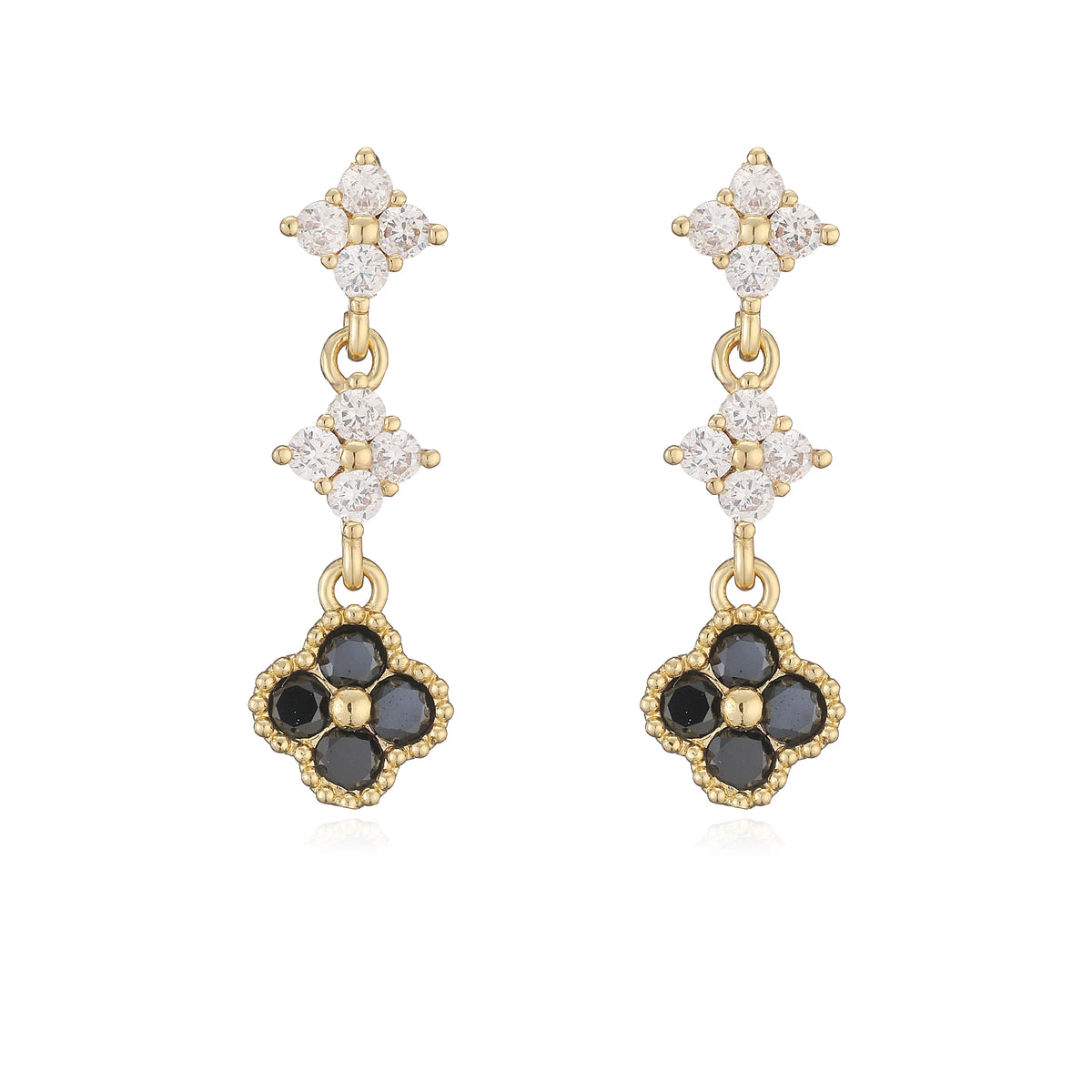 Sparkling Zirconia Floral Tassel Stud Earrings | French Banquet Style Jewelry