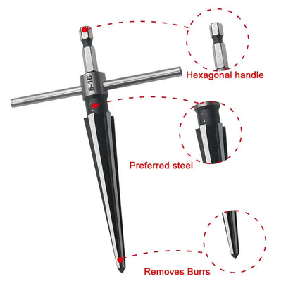 Woodwork Taper Reamer Set 3-13mm 5-16mm | Hexagonal Handle Hole Expanding and Chamfering Tool for Wood