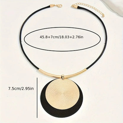 Creative Vintage Round Pendant Necklace | Exaggerated Punk Style Jewelry