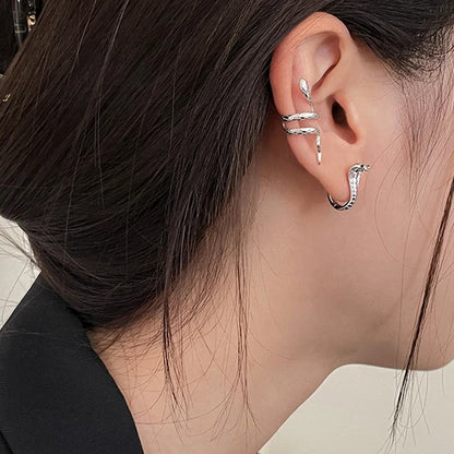 Velishy Snake Hoop Earrings | Gothic Copper Zircon Jewelry