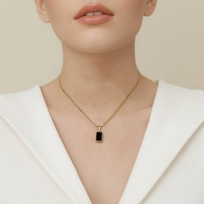Double Sided Square Pendant Necklace | 18K Gold Plated Stainless Steel Jewelry