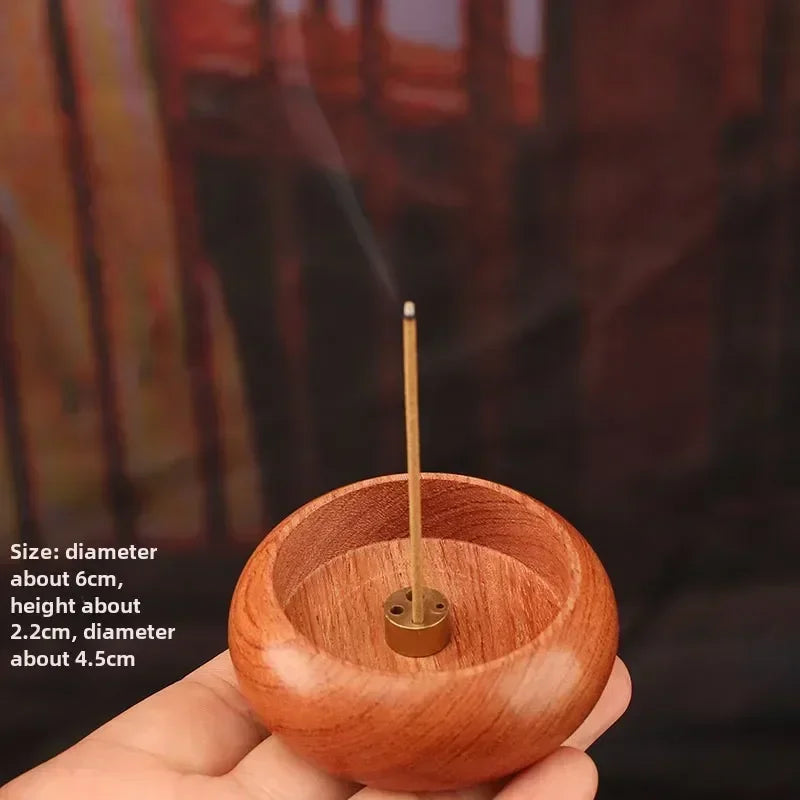 Solid Wood Incense Burner | Mini Circular Incense Stove for Indoor Use