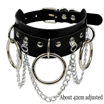 Gothic Bat Heart Lock Punk Choker | Black Leather Collar Necklace