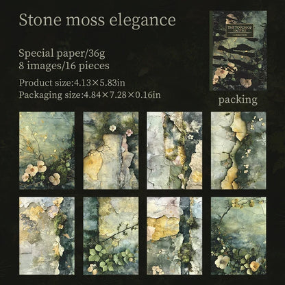16 Sheets Nature Green Moss Theme Specialty Paper | Scrapbooking and Craft Supplies