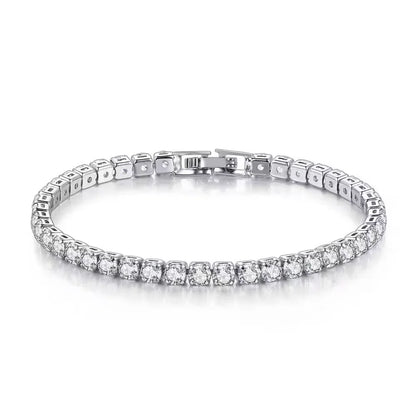 S925 Sterling Silver Tennis Bracelet with Zirconia | 4mm Fashion Wedding Jewelry