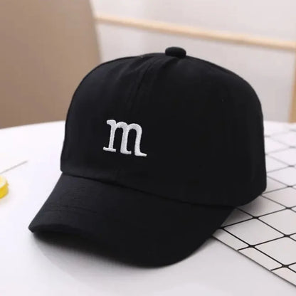 Girls Boys Adjustable Baseball Cap | Kids Sun Hat with M Letter Embroidery