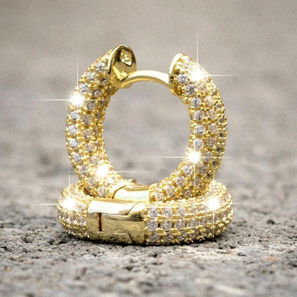 Shiny White Zircon Hoop Earrings | Simple Daily Wear for Women and Men