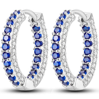 Colorful 925 Sterling Silver Hoop Earrings for Women | Classic Circle Earrings