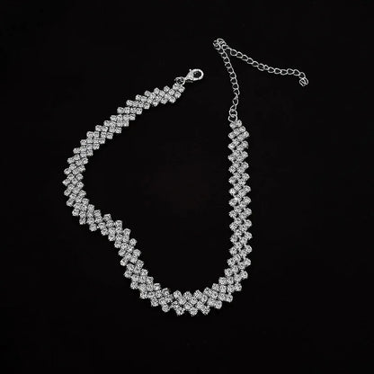 Simple Rhinestone Choker Necklace | Light Luxury Collarbone Chain for Women