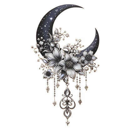Moon Flower Vinyl Wall Sticker | Girl Room Decoration