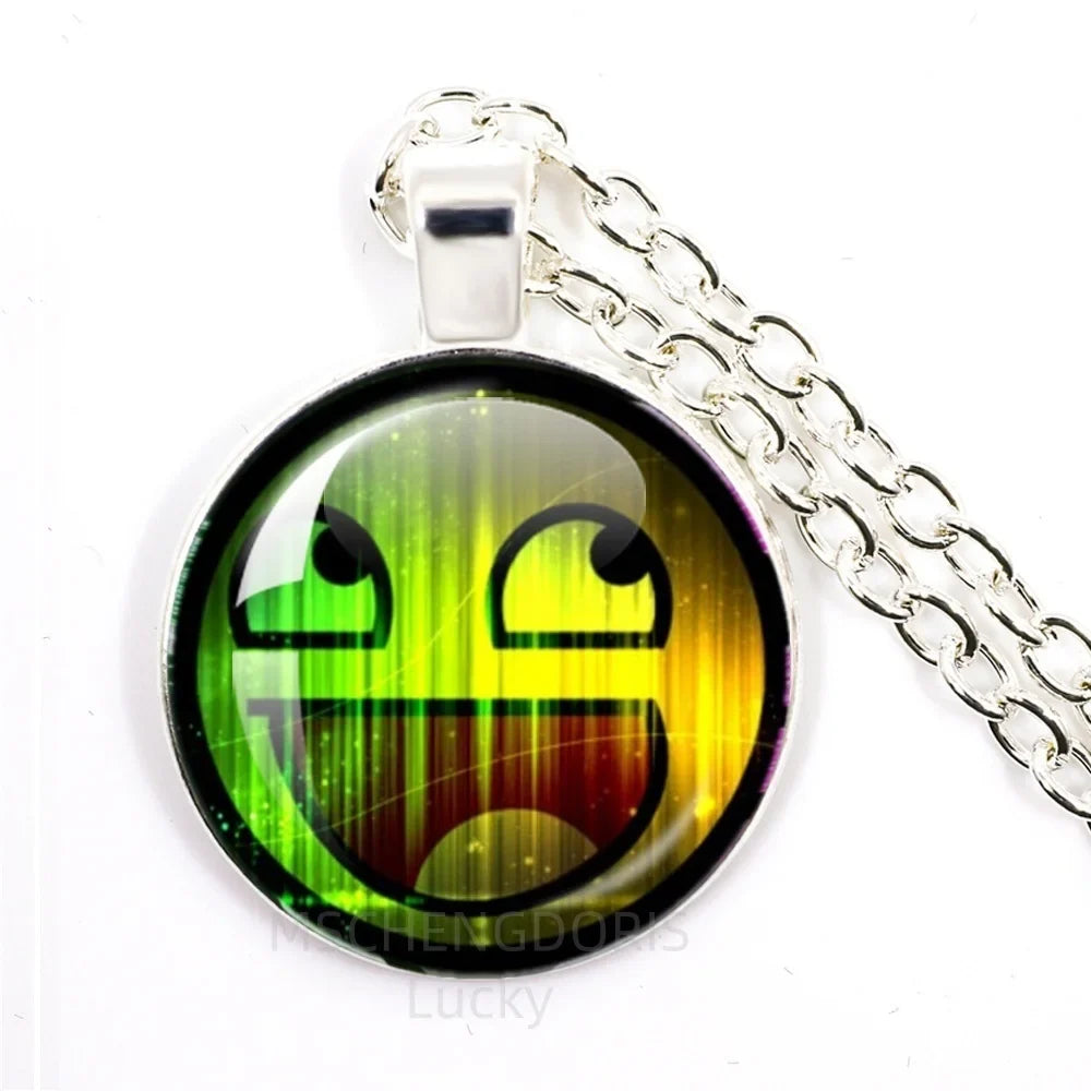 Funny Meme Cartoon Glass Pendant Necklace | Unisex Party Jewelry Gift