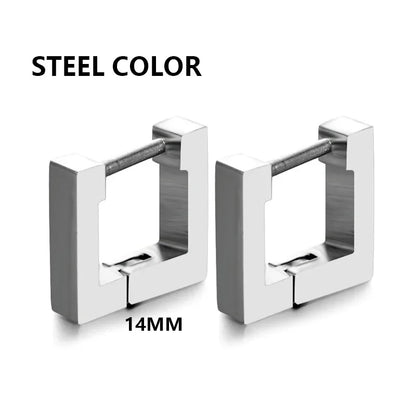 Geometric Stainless Steel Hoop Earrings | Square Triangle Punk Jewelry for Men Women