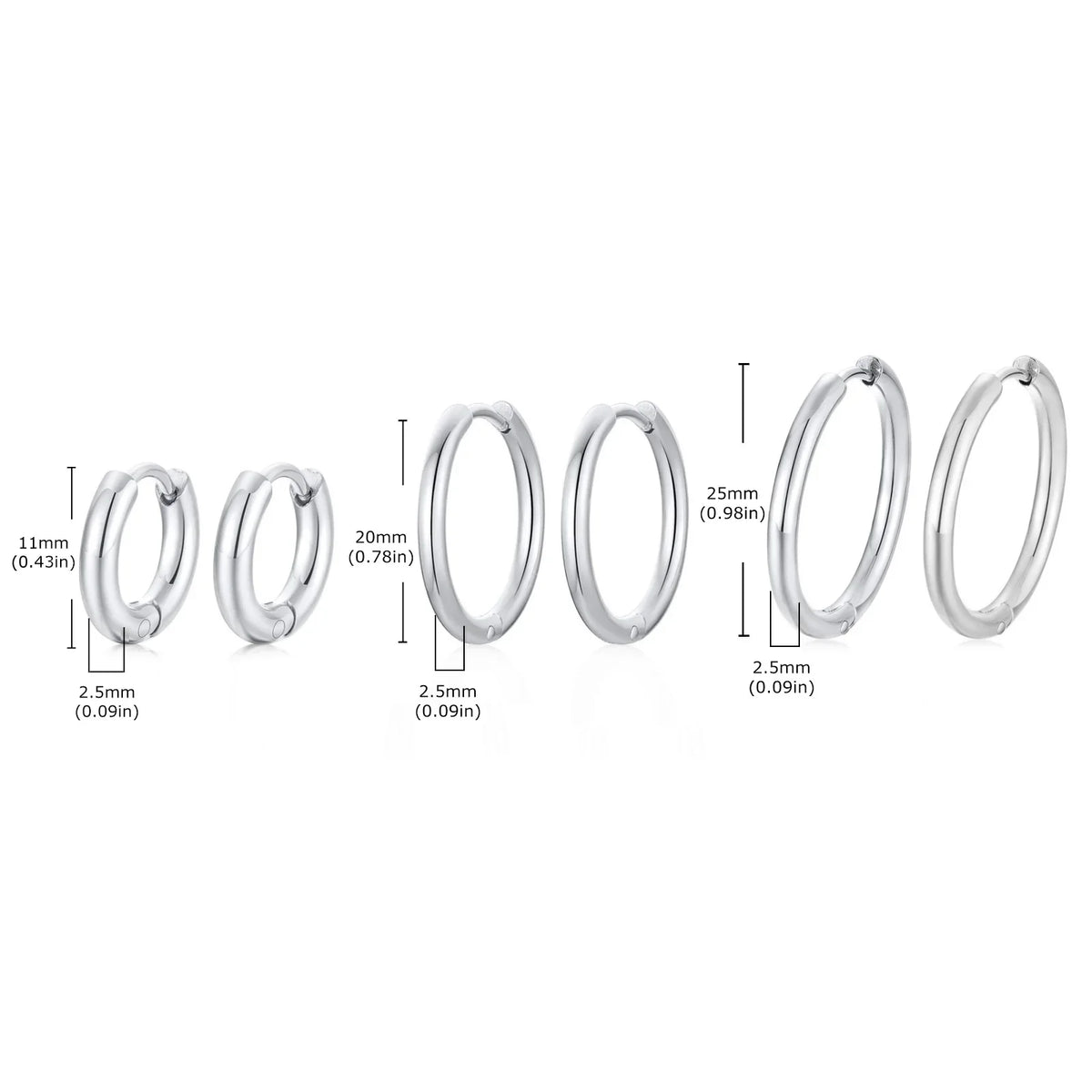 Classic Stainless Steel Hoop Earring for Men Boys | Anti Allergy Metal Huggies Earring