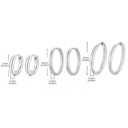 Classic Stainless Steel Hoop Earring for Men Boys | Anti Allergy Metal Huggies Earring