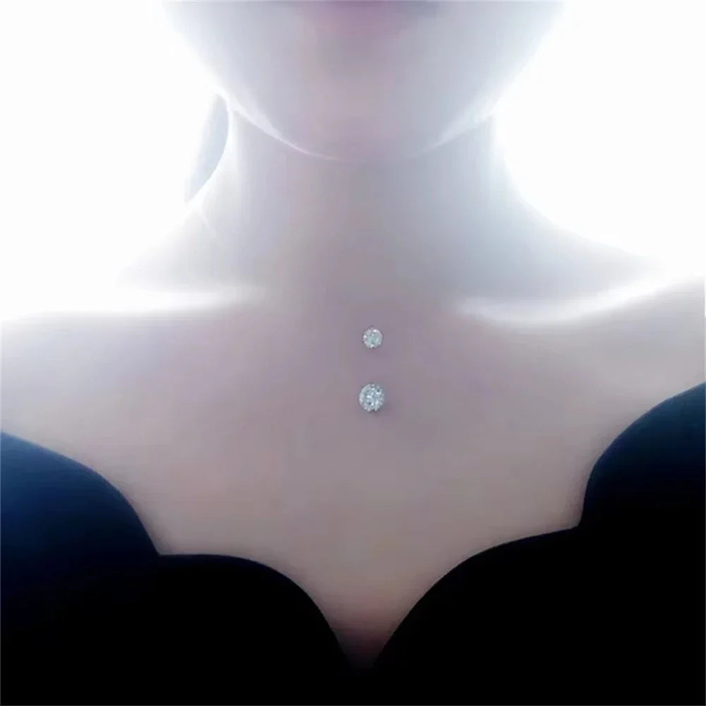 1ct Moissanite Diamond S925 Sterling Silver Invisible Transparent Fishing Line Clavicle Chain Necklace Women's Jewelry