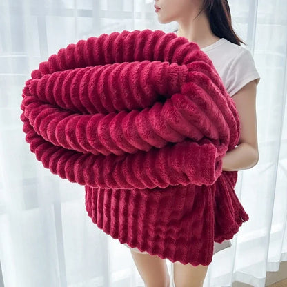 Solid  Colour Tutu Fleece Drawn Blanket Double-sided Flannel Multifunctional Leisure Blanket Office Lunch Break Blanket