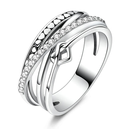 925 Sterling Silver Heart Ring with Cubic Zircon | Geometric Wedding Band for Women