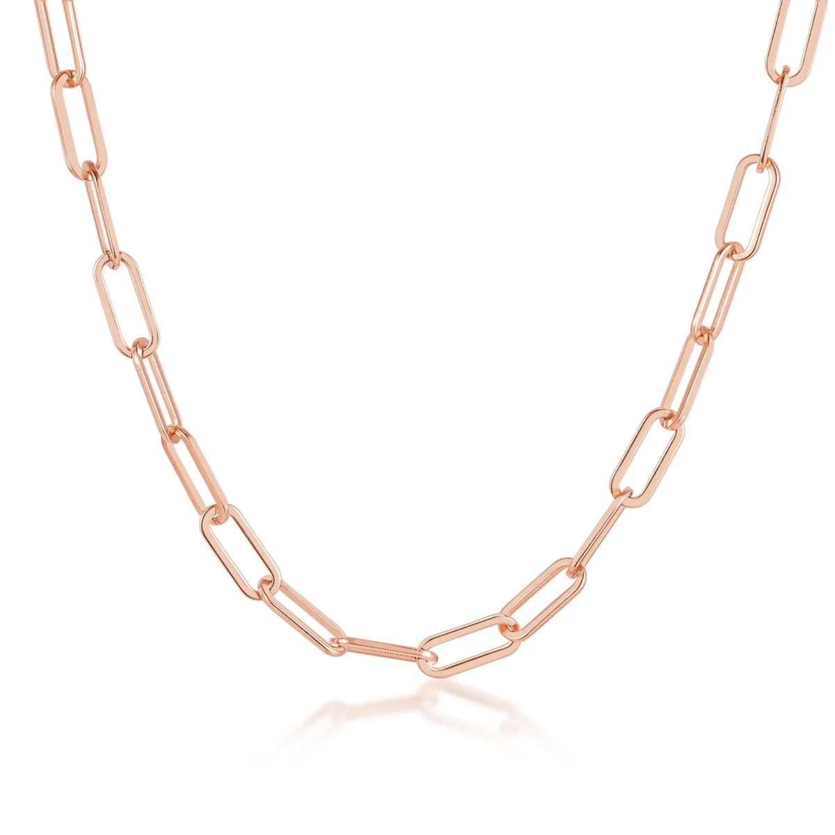 Rose Gold Paperclip Chain Necklace | Stainless Steel Rectangle Link Choker for Women