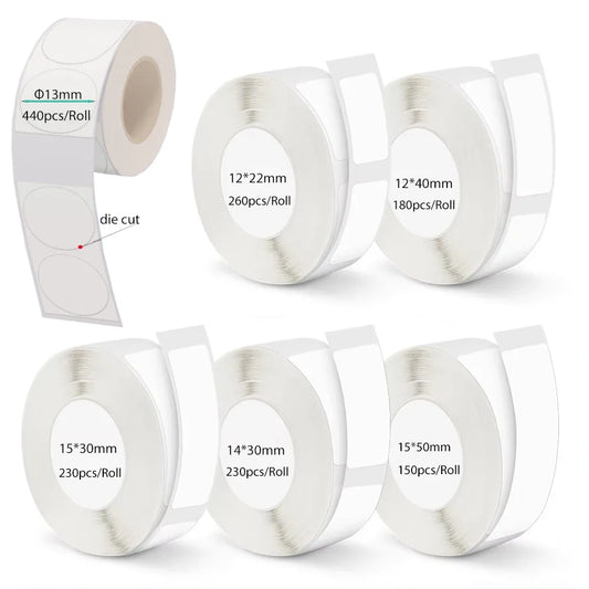 White Gap Label Paper for Phomemo D30 Q30 | Waterproof Thermal Sticker Roll