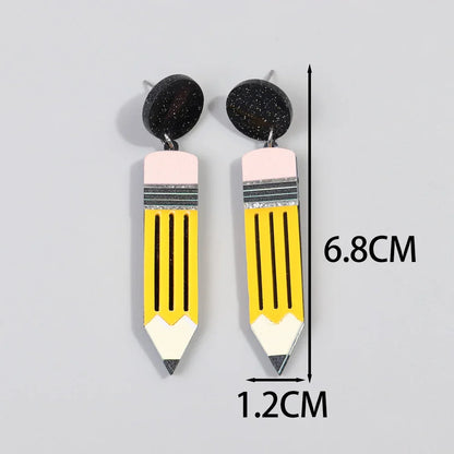 Acrylic School Drop Earrings | Teacher's Day Jewelry Gift Set