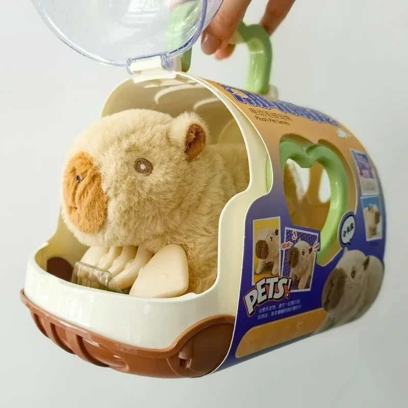 Electric Capybara Walking Doll Toy With Sound Children's Electric Plush Dolls Toy Animal Capybara Plush Figure Set Random Color
