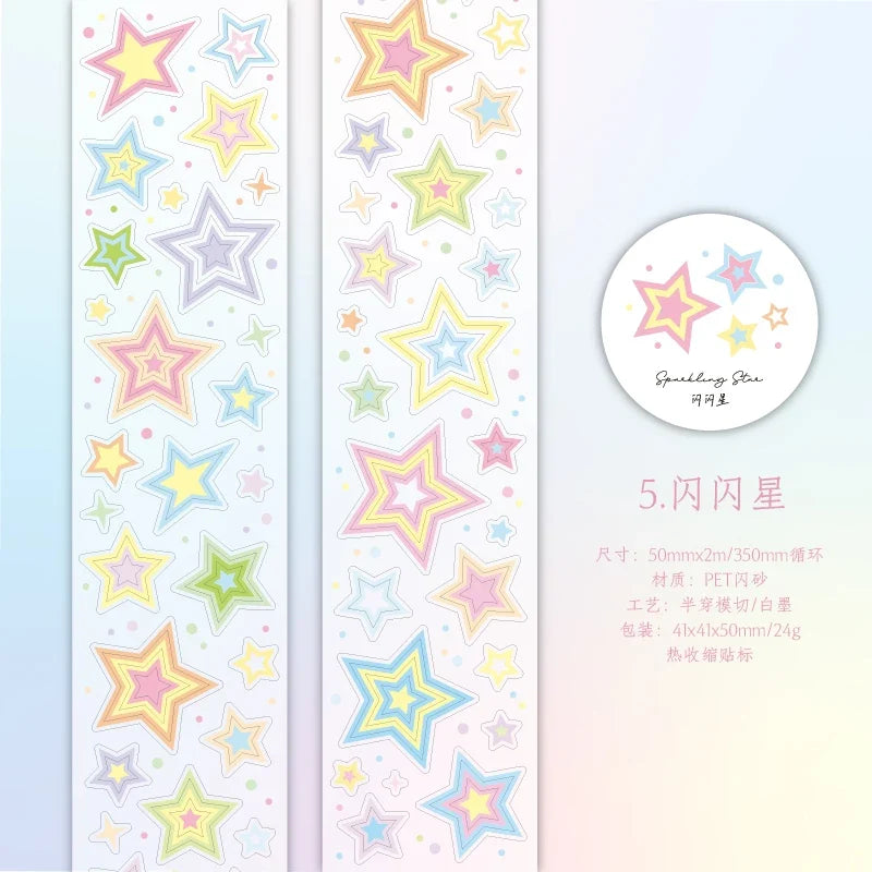 Star Cloud Masking Tape 5x200cm | Decorative Scrapbooking Tape Roll