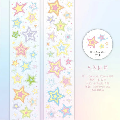 Star Cloud Masking Tape 5x200cm | Decorative Scrapbooking Tape Roll