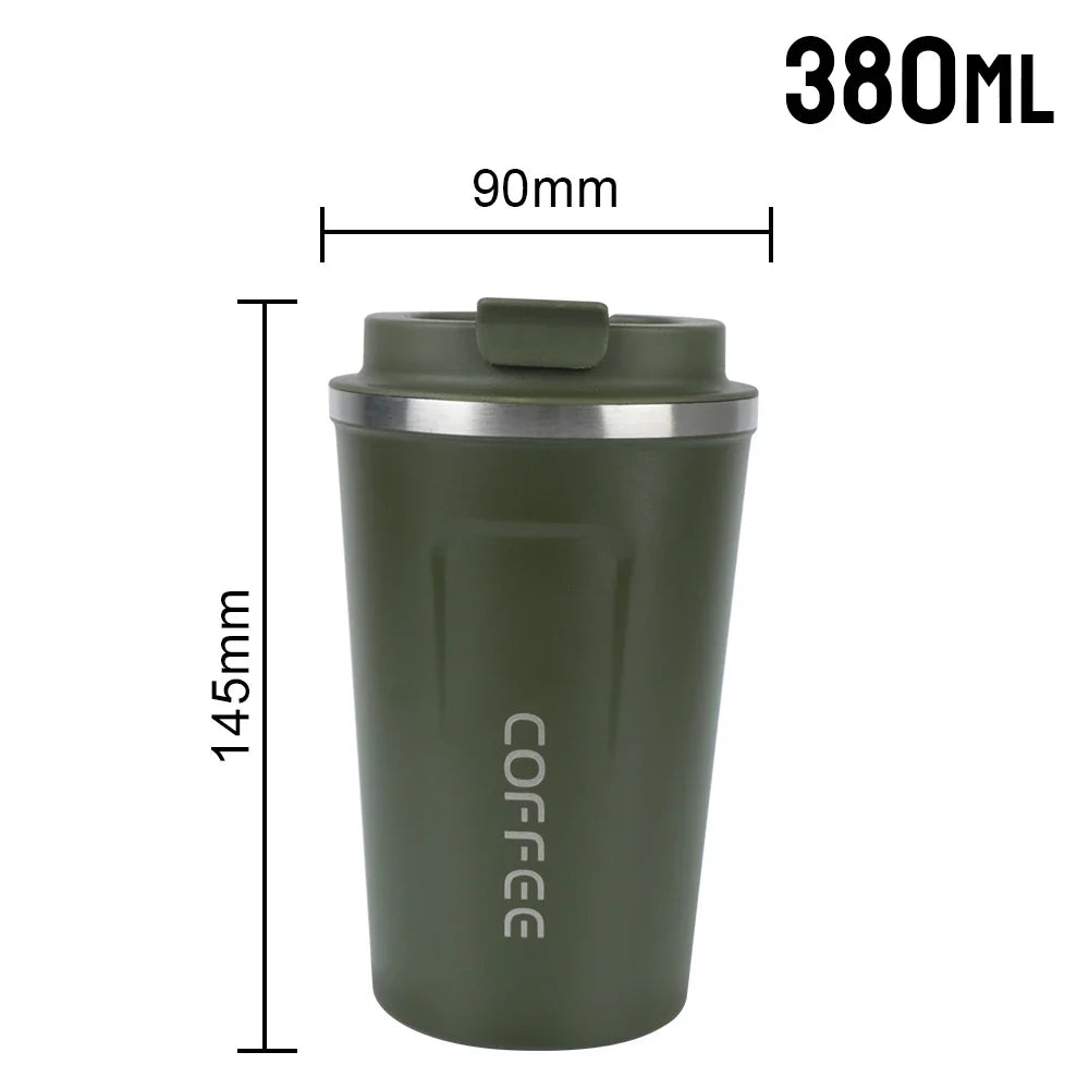 Double Stainless Steel Thermo Cafe Mug | Leak-Proof Travel Thermos for Coffee Tea
