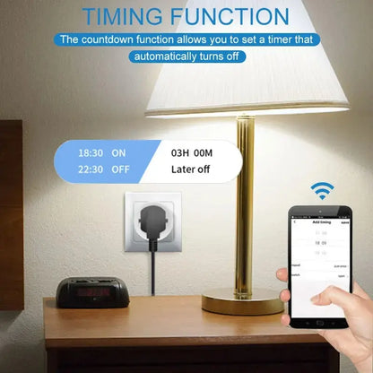 Tuya Wifi Smart Socket EU Plug 16/20A Power Monitor Remote Control SmartLife APP Works with Alexa Yandex Alice Google Assistant