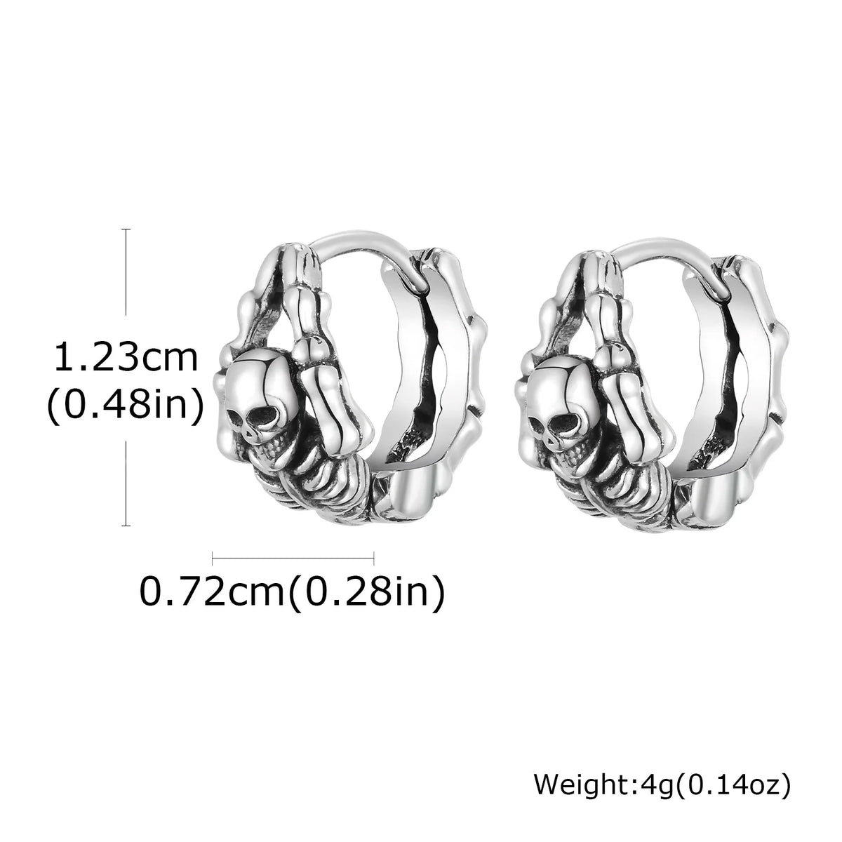 Punk Skeleton Hoop Earrings for Men | Never Fade Metal Huggies