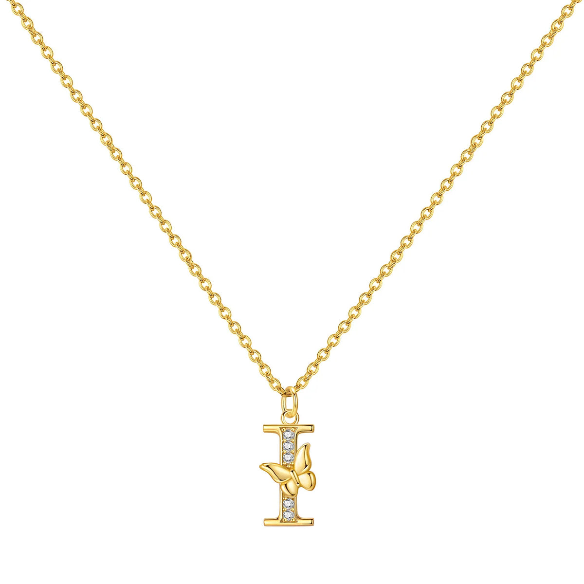 925 Sterling Silver Butterfly Initial Necklace | 26 Letter Y-Shaped Pendant for Women