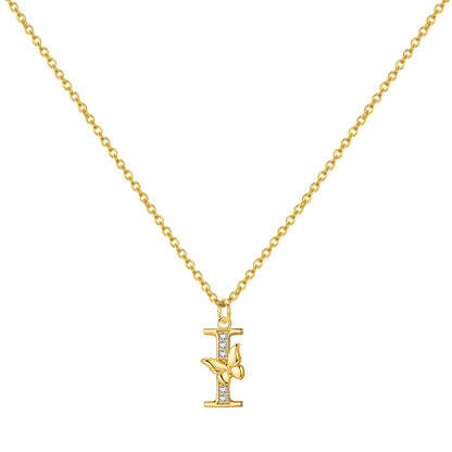 925 Sterling Silver Butterfly Initial Necklace | 26 Letter Y-Shaped Pendant for Women